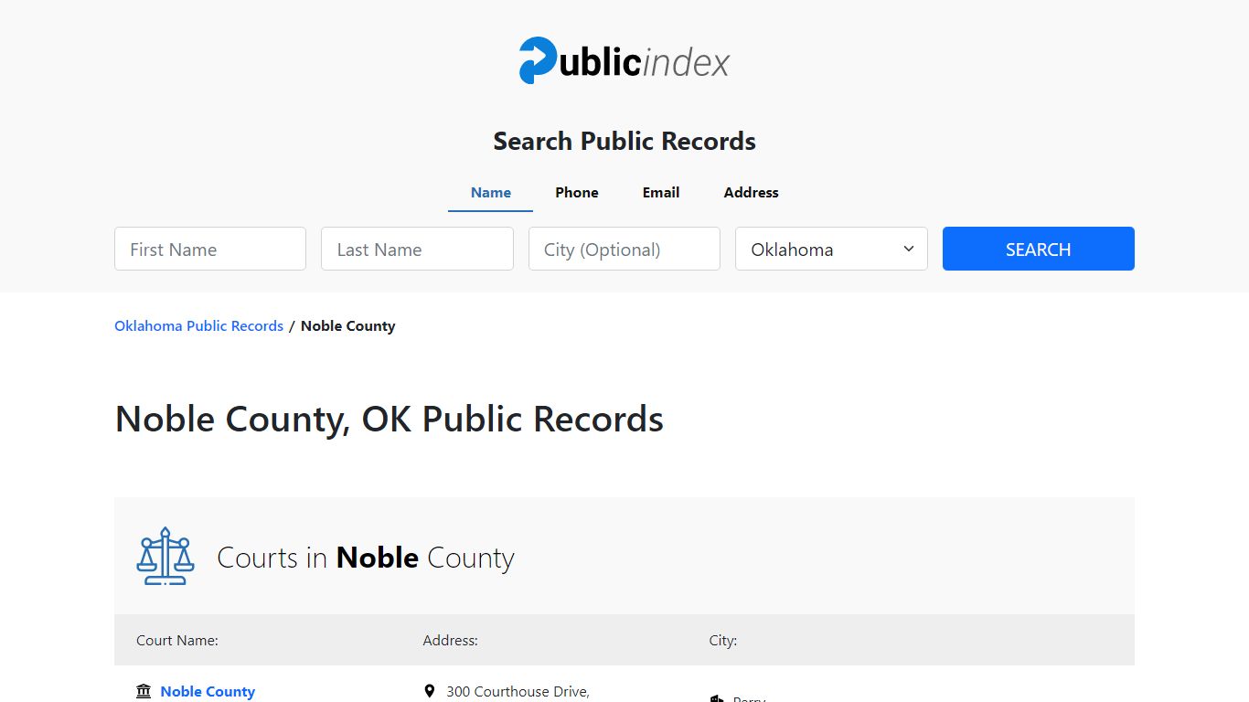 Noble County, OK Public Court, Arrest and Inmate Records - ThePublicIndex