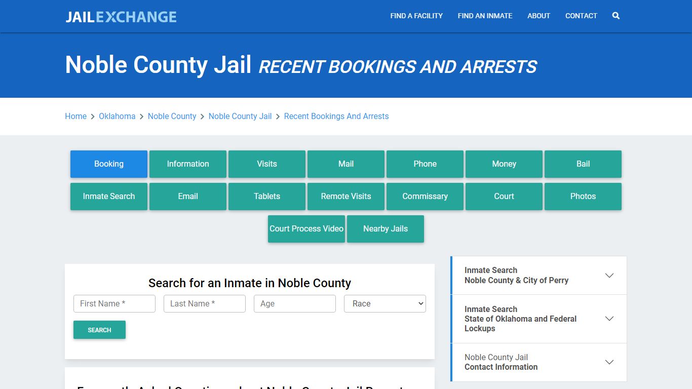 Noble County Jail OK Recent Arrests and Bookings - Jail Exchange